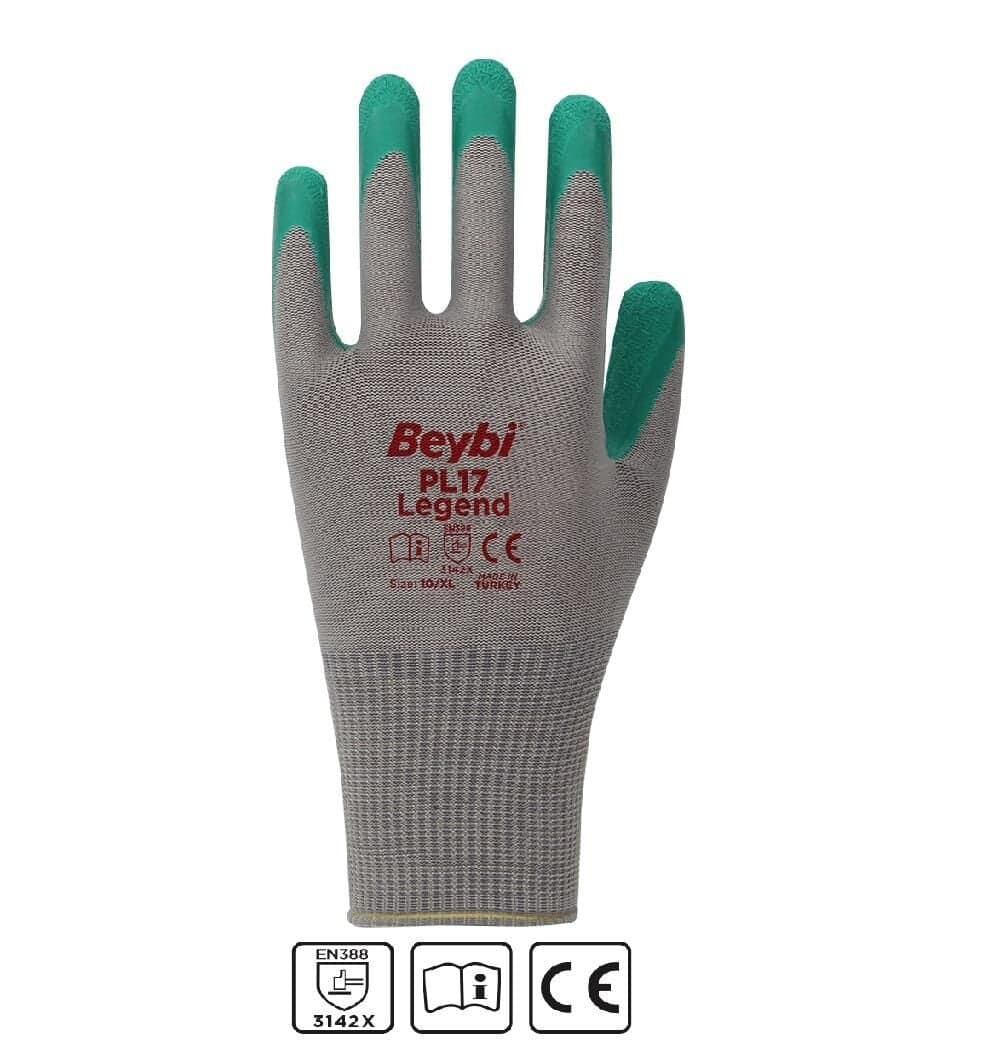 Beybi Legend 1/2 Lateks Kaplı Polyester Örme Lateks Eldiven