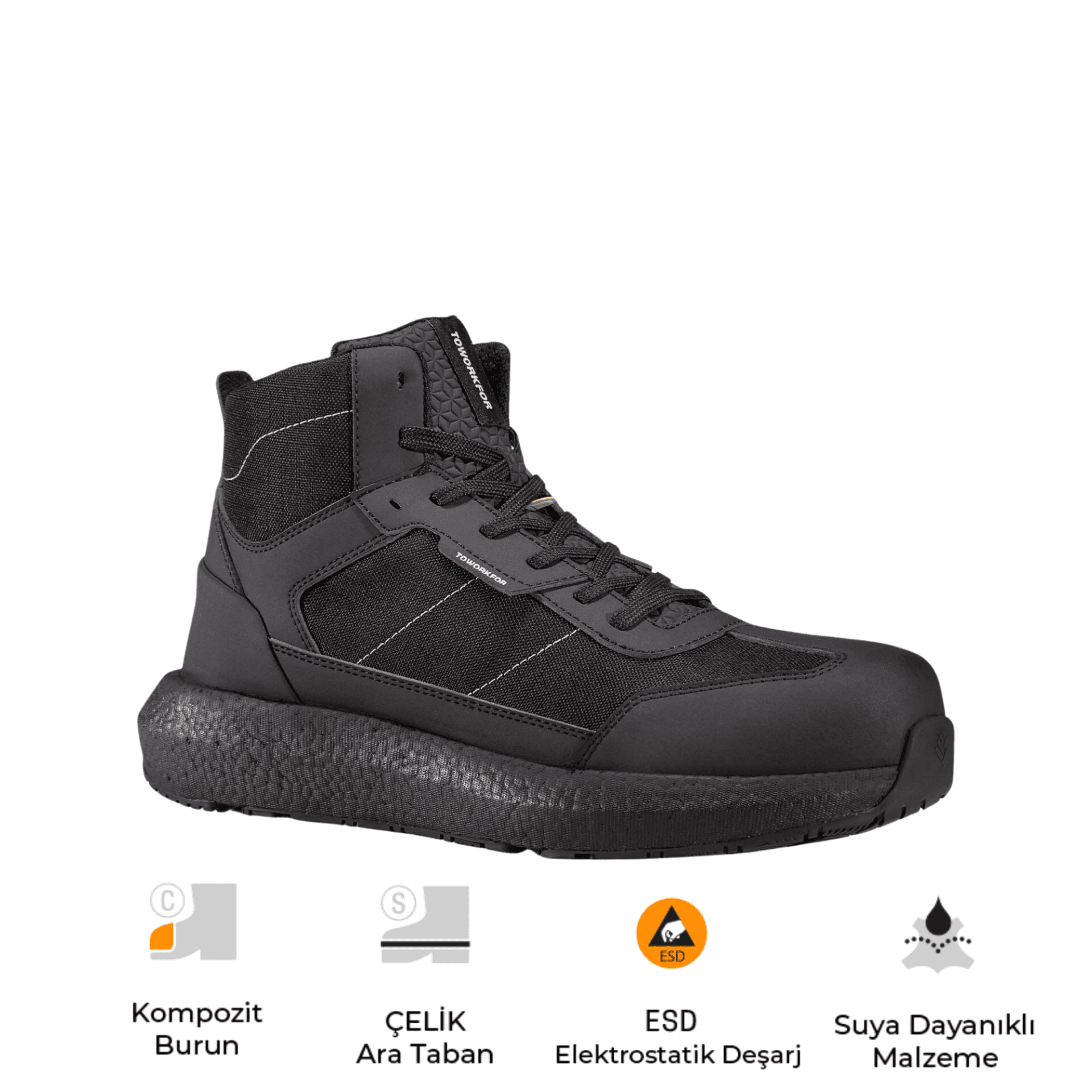Toworkfor Zero Gravity Collection Zero All Back Boot S3 SRC ESD Kompoizt Burun Koruyucu Koruyucu İş Botu